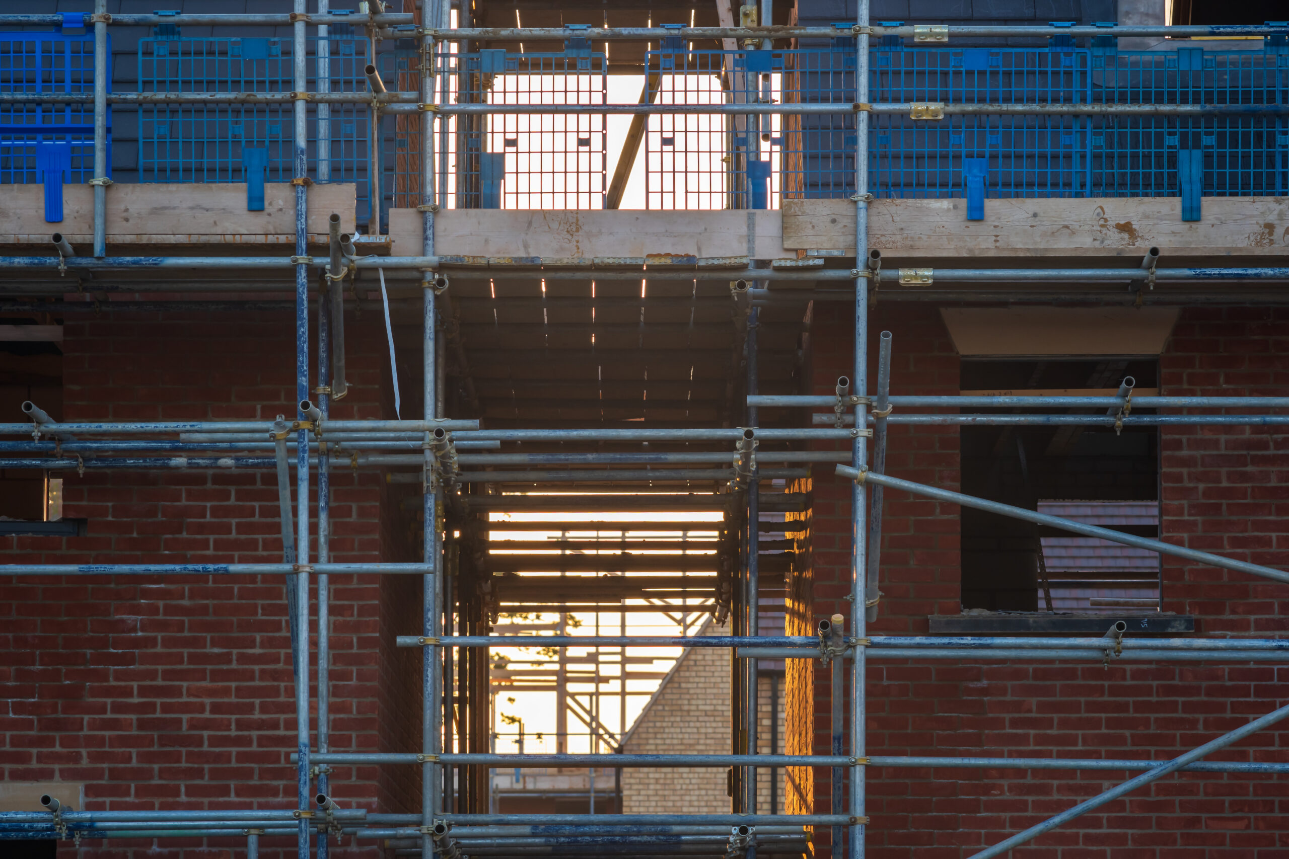 Scaffolding on a building under construction.